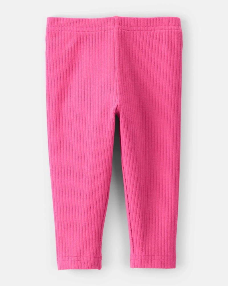 Baby Girl Cotton Solid Stretch Leggings - Pink