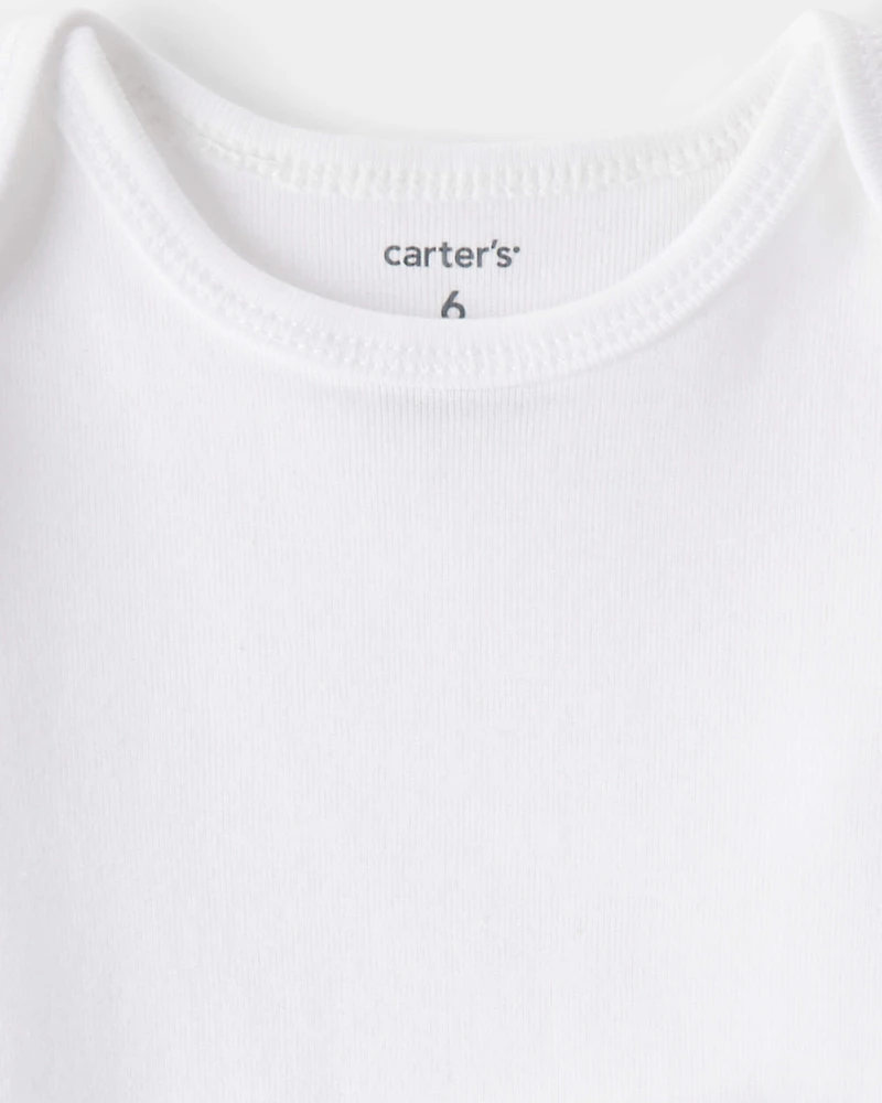 Baby 10-Pack Short Sleeve Cotton Bodysuits - White