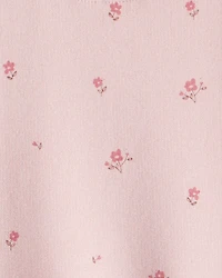 Toddler Girl French Terry Dress Made with Organic Cotton in Blush Petals Print