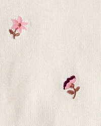 Baby Girl 2-Piece Floral Embroidered Short-Sleeve Top & Short Set - Cream