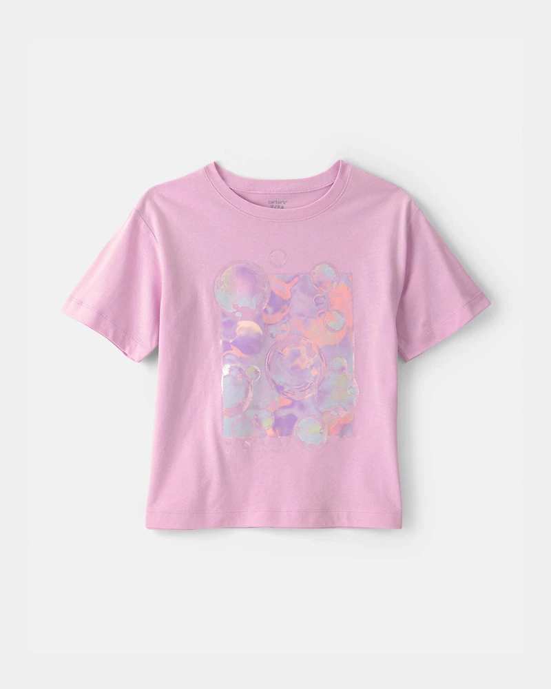 Girls Bubble Oversized Graphic Tee - Pink