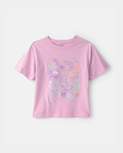Girls Bubble Oversized Graphic Tee - Pink