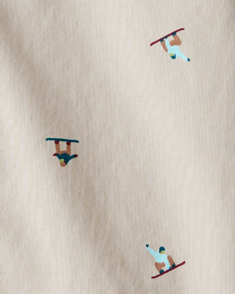 Boys Snowboarding Button-Down Shirt - Khaki