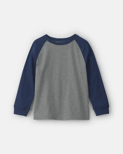 Boys Color Block Long-Sleeve T-Shirt - Grey/Navy Blue