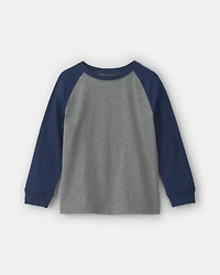 Boys Color Block Long-Sleeve T-Shirt - Grey/Navy Blue