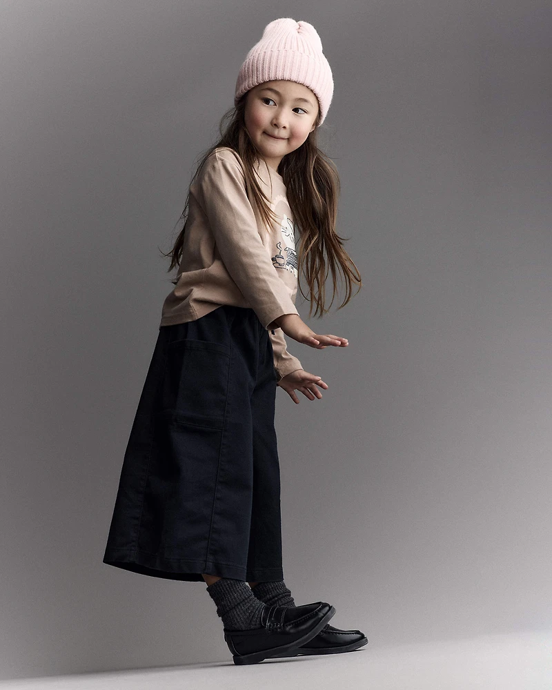 Toddler Girl Cocoa Cat Long-Sleeve Relaxed Graphic Tee - Tan