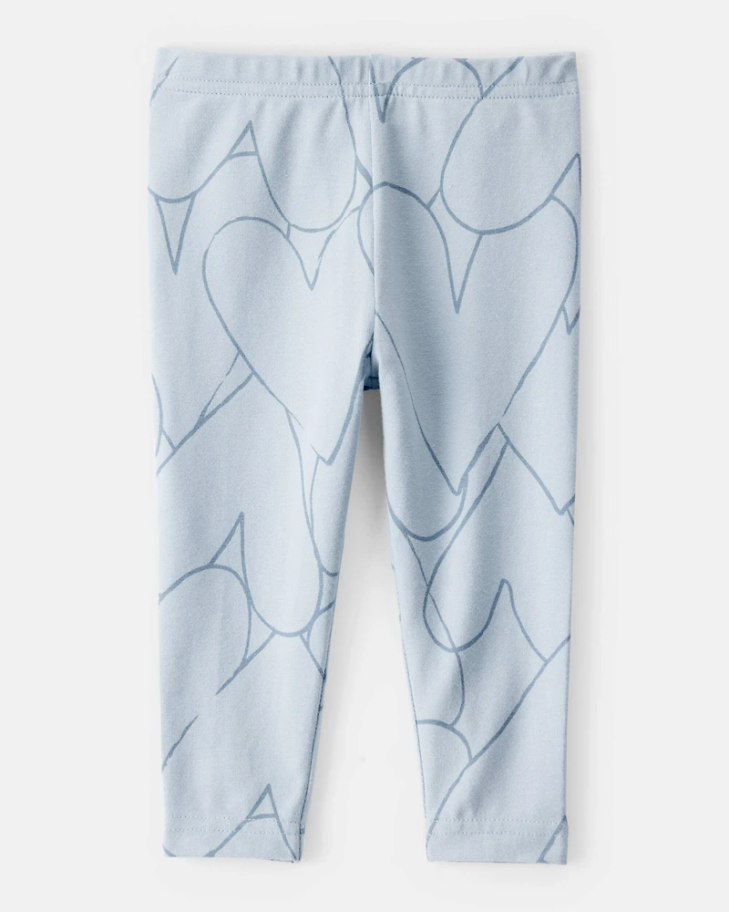 Baby Girl Cotton Heart Stretch Leggings - Blue