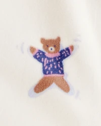 Baby Girl Snow Animals DreamPlush Snug Fit Long-Sleeve 2-Way Zip 1-Piece Pajamas - Ivory