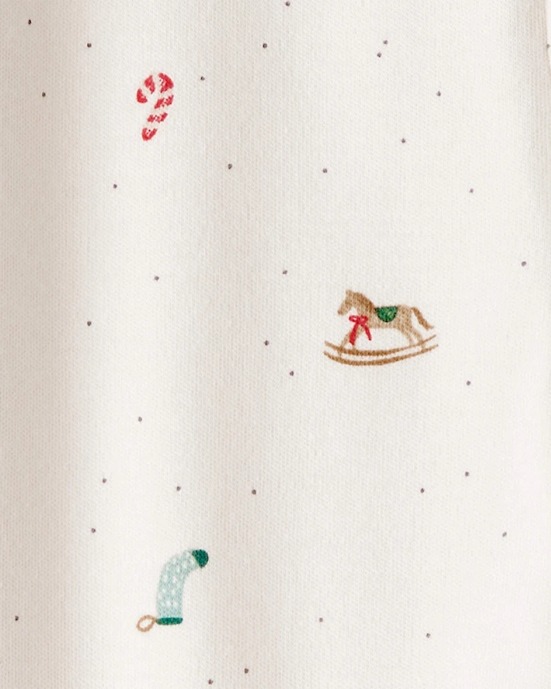 Baby 2-Pack Christmas 100% Cotton Snug Fit 2-Way Zip Sleep & Play Pajamas -Green/White