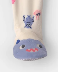 Toddler Girl 1-Piece Monster DreamPlush Snug Fit Footed Pajama - Cream