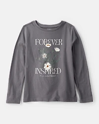Girls Wildflower Long-Sleeve Graphic Tee - Grey