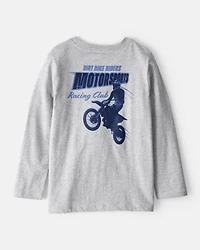 Boys Motorcycle Long-Sleeve Graphic Tee - Grey