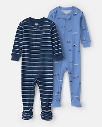 Toddler Boy 2-Pack Boat Snug Fit 1-Piece Pajama Set - Blue