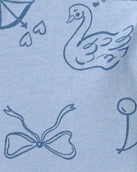 Toddler Girl Bow Icon Long-Sleeve Knit Dress - Blue