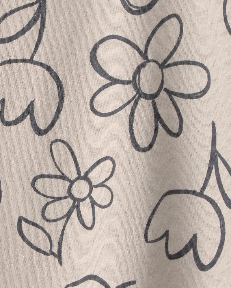 Baby Girl Ladybug Floral Top - Brown