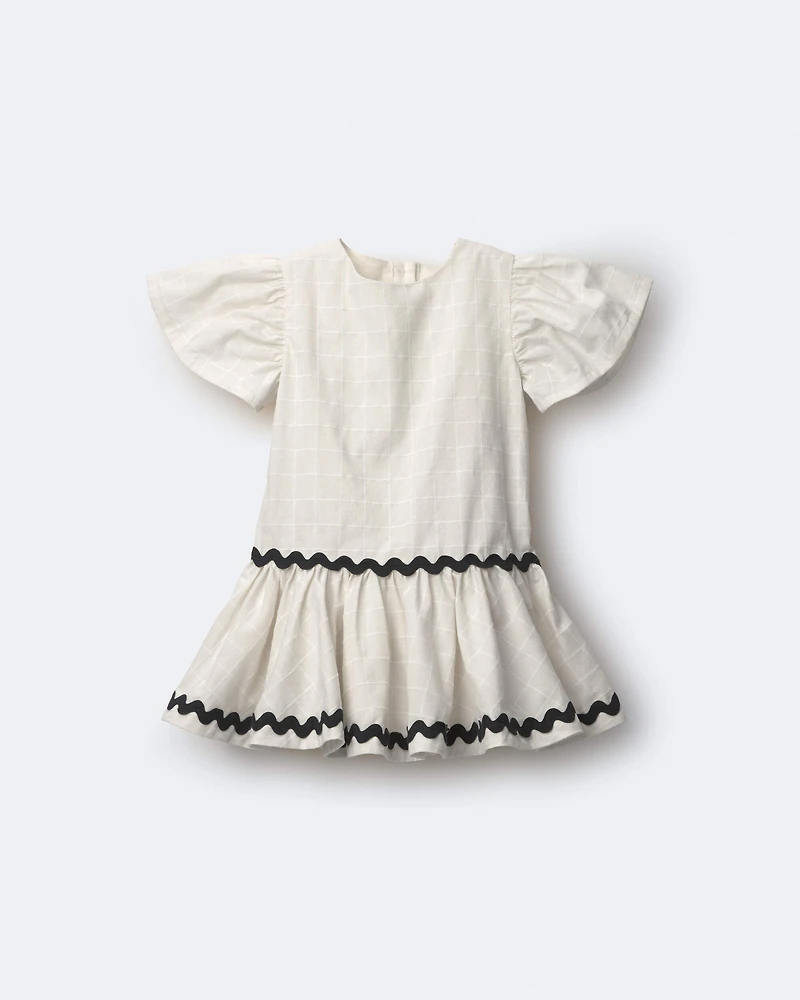 Toddler Girl Ric-Rac Short-Sleeve Dropwaist Dress - Cream