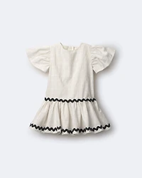 Toddler Girl Ric-Rac Short-Sleeve Dropwaist Dress - Cream