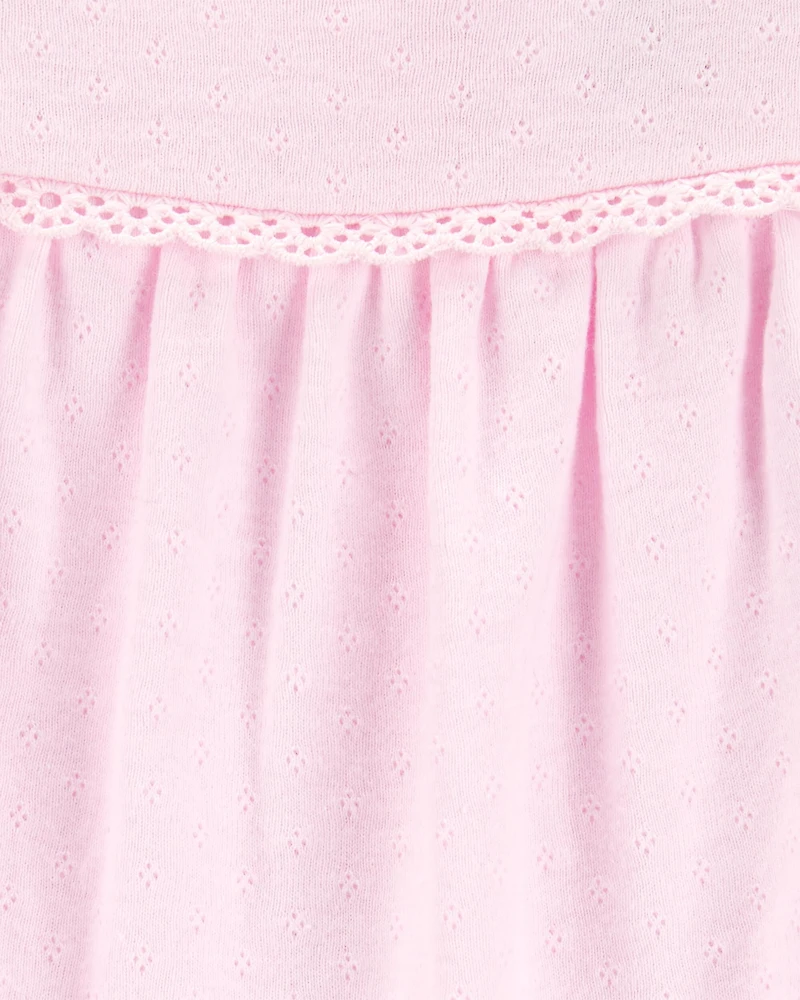 Baby 2-Piece Pointelle Bodysuit & Embroidered Hem Pants Set