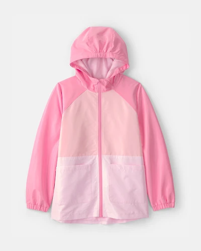 Girls Colorblock Raincoat - Pink