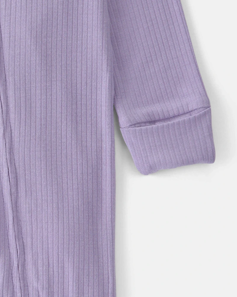 Baby Girl 2-Way Zip PurelySoft Sleep & Play Pajama - Purple