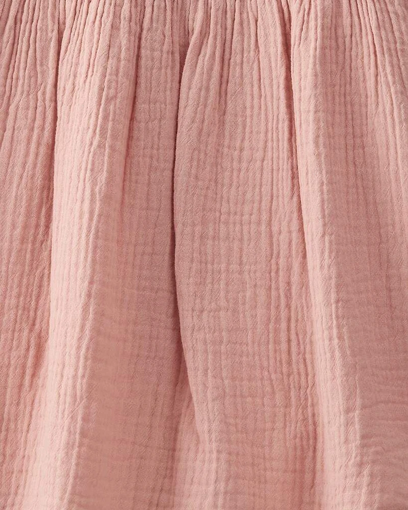 Toddler Organic Cotton Gauze Dress in Pink