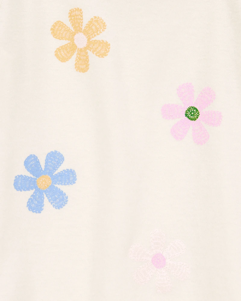 Toddler Girl Flower Short-Sleeve Graphic Tee - Cream