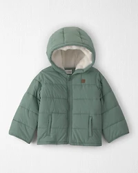 Toddler Recycled Teddy Fleece Hooded Puffer Jacket