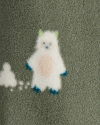 Baby Boy Yeti Fleece Loose Fit 2-Way Zip Sleep & Play Pajamas - Green