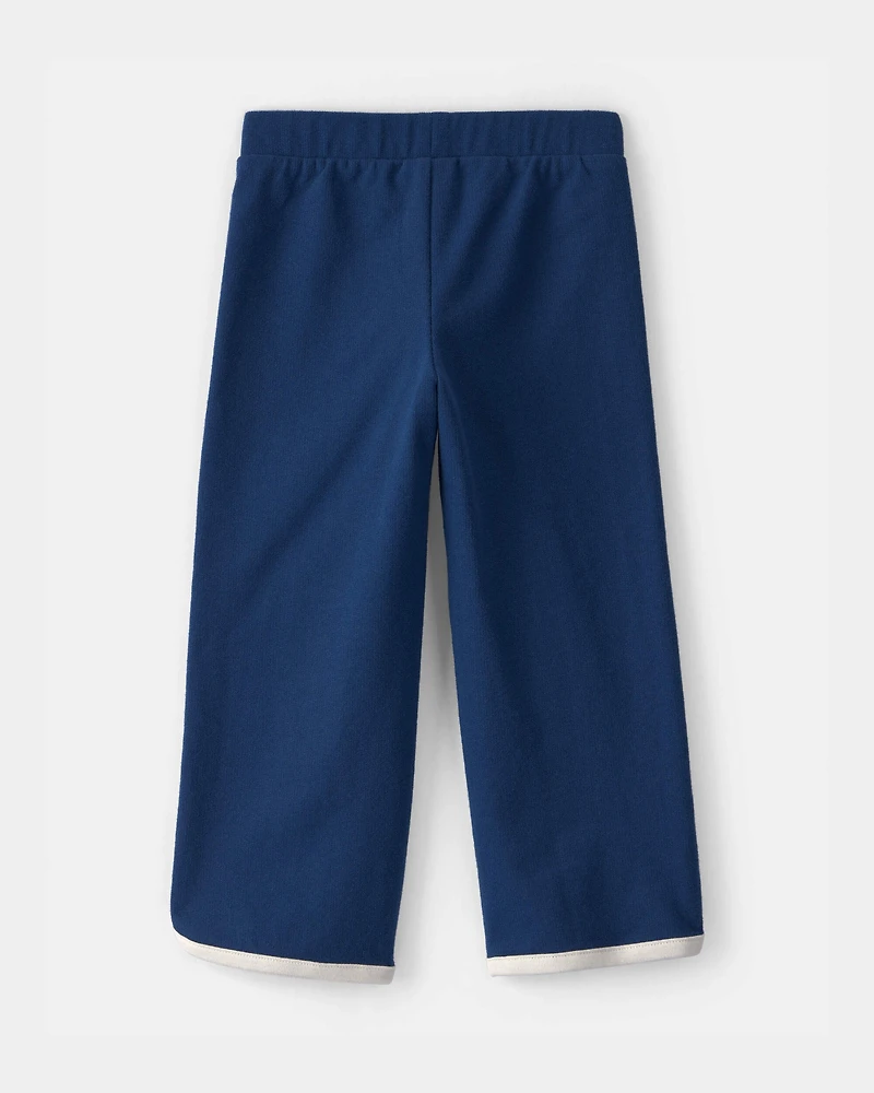 Toddler Girl French Terry Wide-Leg Pants - Blue