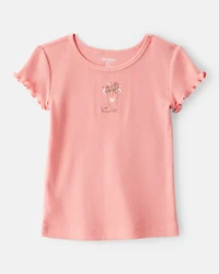 Toddler Girl Cowgirl Boot Cotton Short-Sleeve Top - Pink