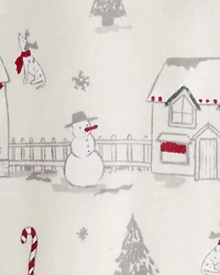 Toddler Organic Cotton Pajamas Set in Winter Village Print