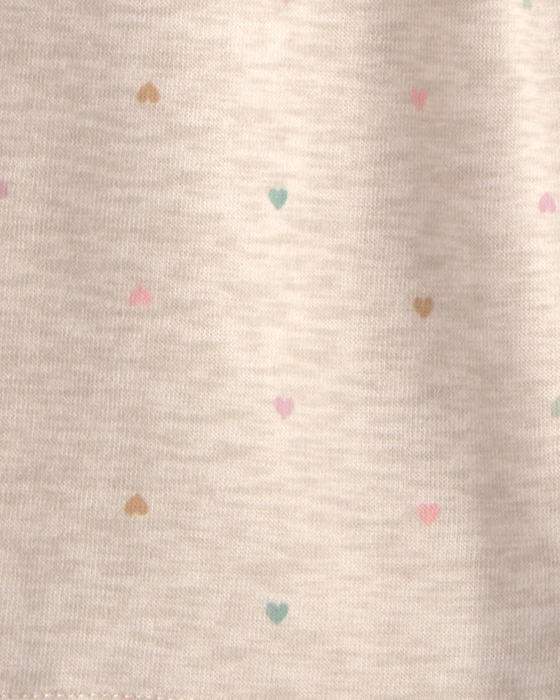 Baby Girl Heart Fleece Drawstring Pants - Cream