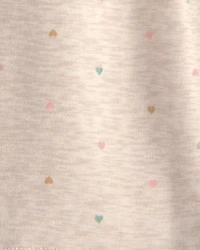 Baby Girl Heart Fleece Drawstring Pants - Cream