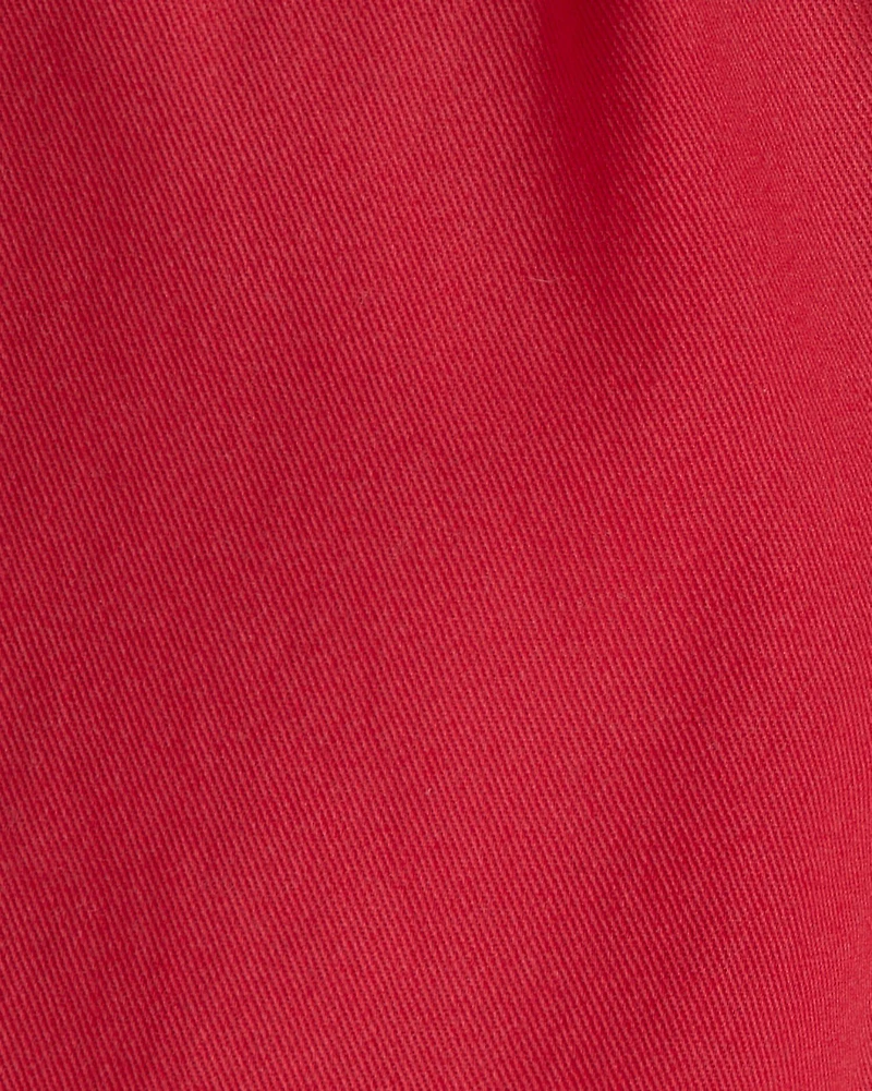 Baby Girl Heart Pocket Twill Pants - Red