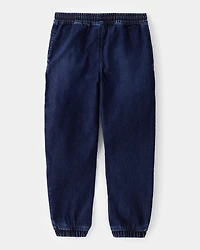 Kid Tapered Iconic Denim Drawstring Joggers - Indigo Wash