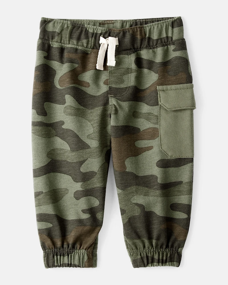 Baby Boy Camping Camo Cotton Long-Sleeve Bodysuit & Pant Set - Green/Beige