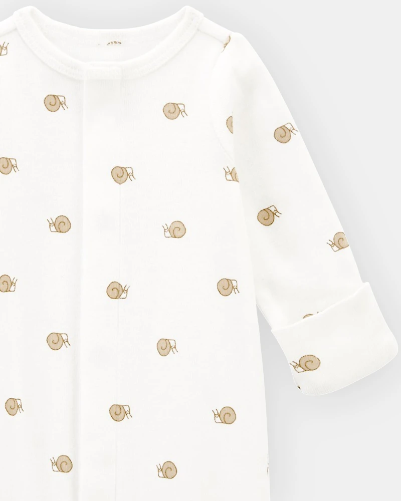 Baby Preemie Snail Cotton Sleeper Gown