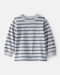 Baby Boy Striped Long-Sleeve Tee- Grey