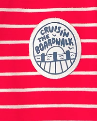 Toddler Boy 2-Piece Striped T-Shirt & Shorts Set - Red/Khaki