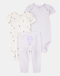 Baby Girl 3-Piece Hot Air Balloon Little Character Set® - Purple