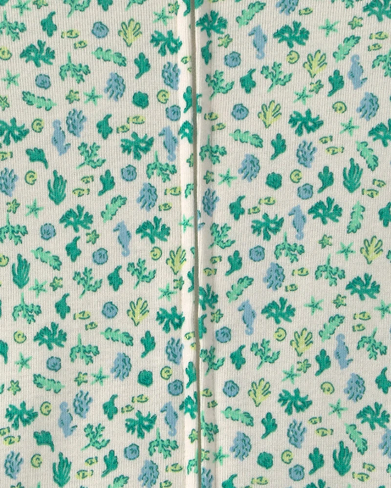 Baby Girl Floral 100% Cotton 1-Piece Romper Pajama - Green