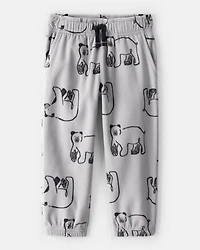 Toddler Boy Polar Bear Fleece Joggers - Grey