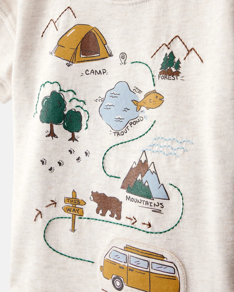 Baby Boy Camping Short-Sleeve Graphic Tee - Ivory