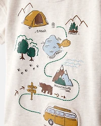 Baby Boy Camping Short-Sleeve Graphic Tee - Ivory