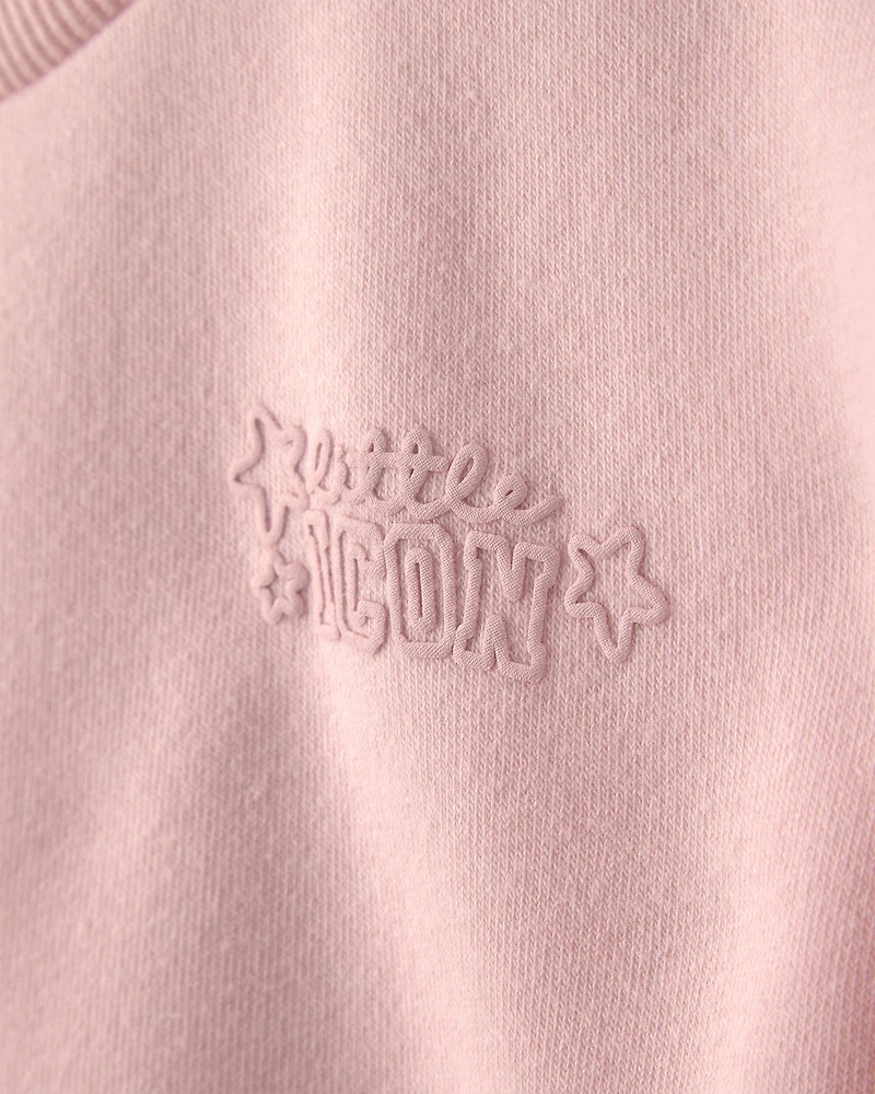 Toddler Girl 'Little Icon' Fleece Pullover Sweatshirt - Pink