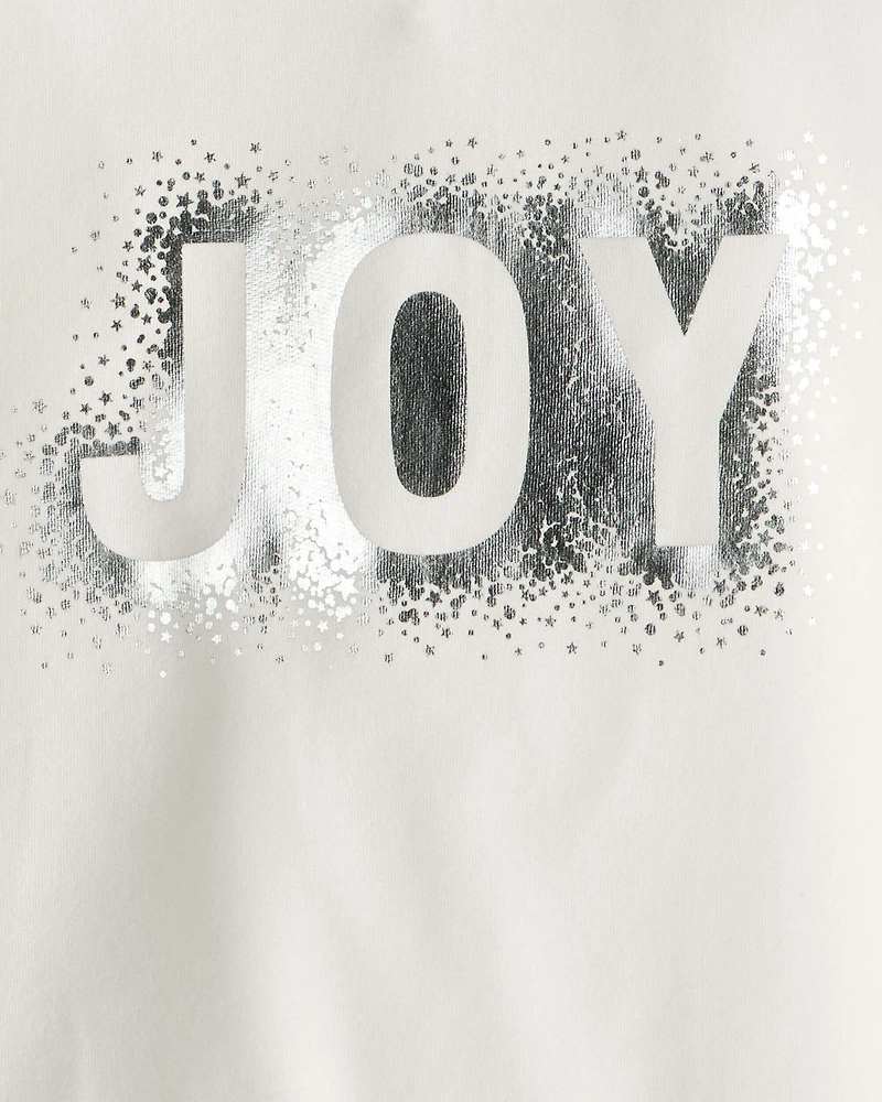 Girls Christmas 2-Piece Joy Long-Sleeve Top & Skirt Set - White