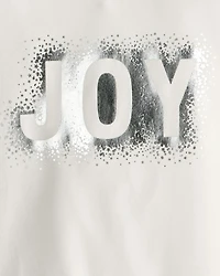 Girls Christmas 2-Piece Joy Long-Sleeve Top & Skirt Set - White