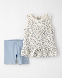 Toddler Girl 2-Piece Top & Short Set Made with Organic Cotton in Spring Bloom Print
