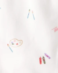 Baby Girl Paint Print PurelySoft Pull-On Pants - White/Purple