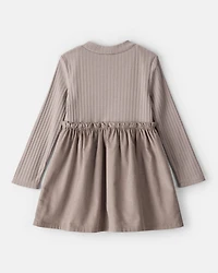 Toddler Girl Rib Knit Dress - Brown